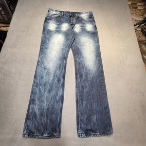Dinamit Jeans Mens 35x32 Blue Straight Leg Distressed Italian Denim